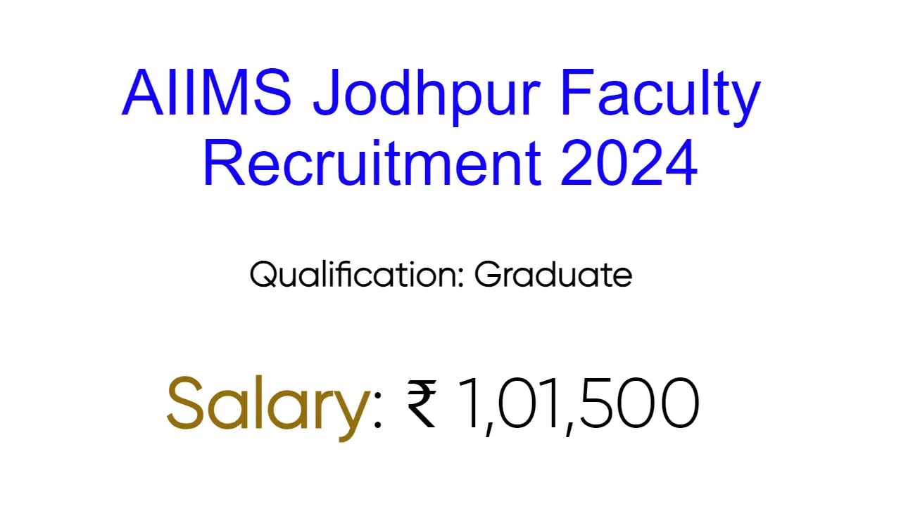 AIIMS Jodhpur Faculty Recruitment 2024 - inviting Apply Form for 84 Vacancies