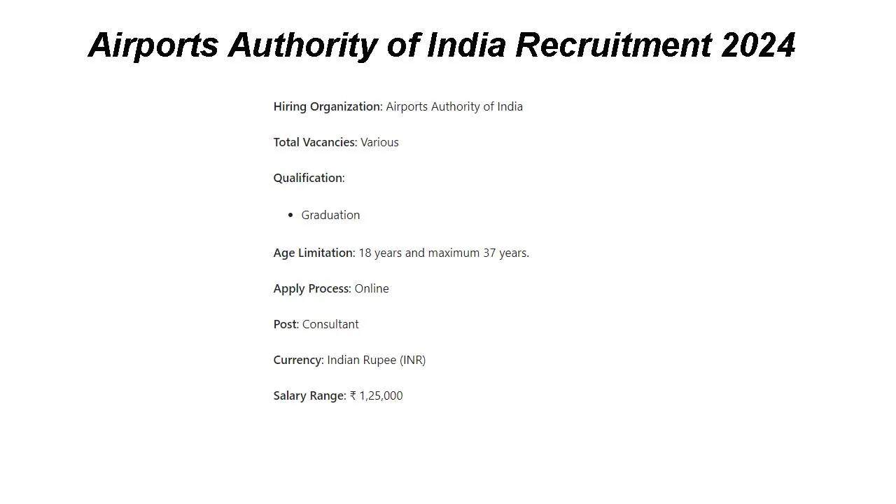 Airports Authority of India Recruitment 2024: inviting Apply Form for Various Vacancies
