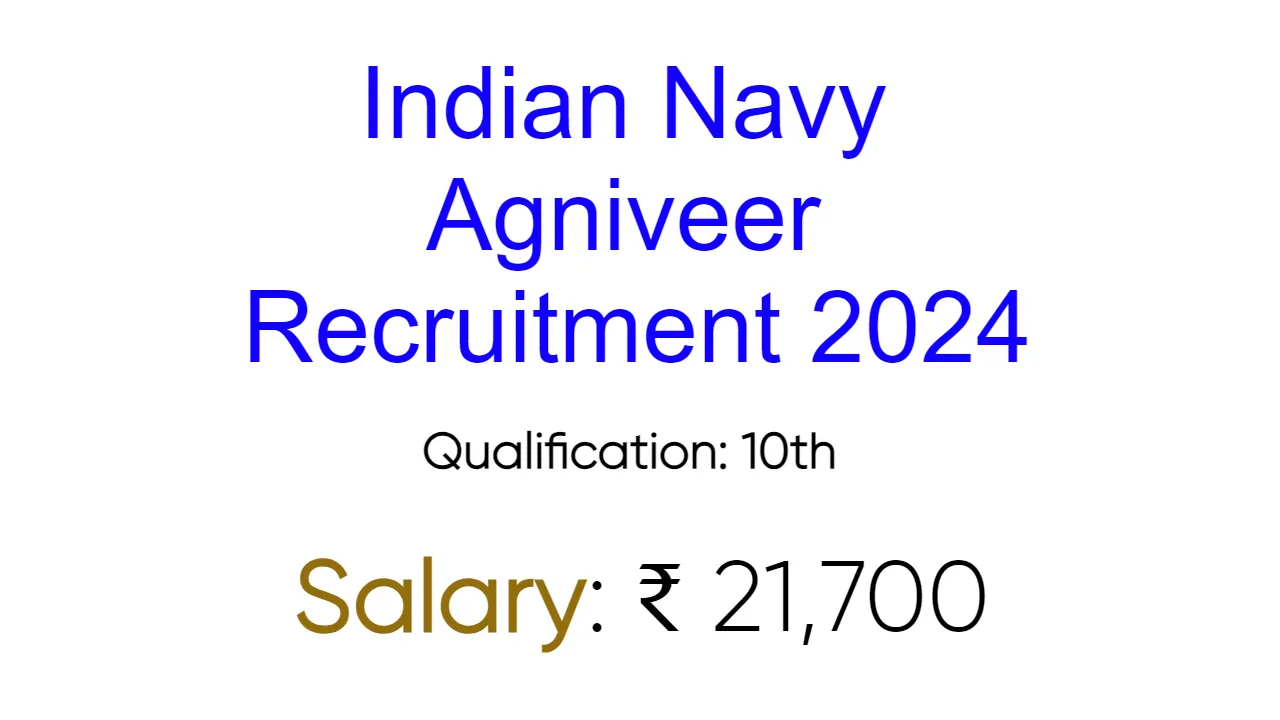 Indian Navy Agniveer Recruitment 2024 - inviting 10th Pass for 300 Vacancies